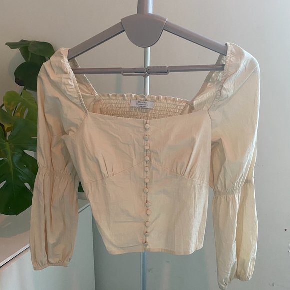 Bershka Tan Peasant Top with Balloon Sleeves - Picture 2 of 3